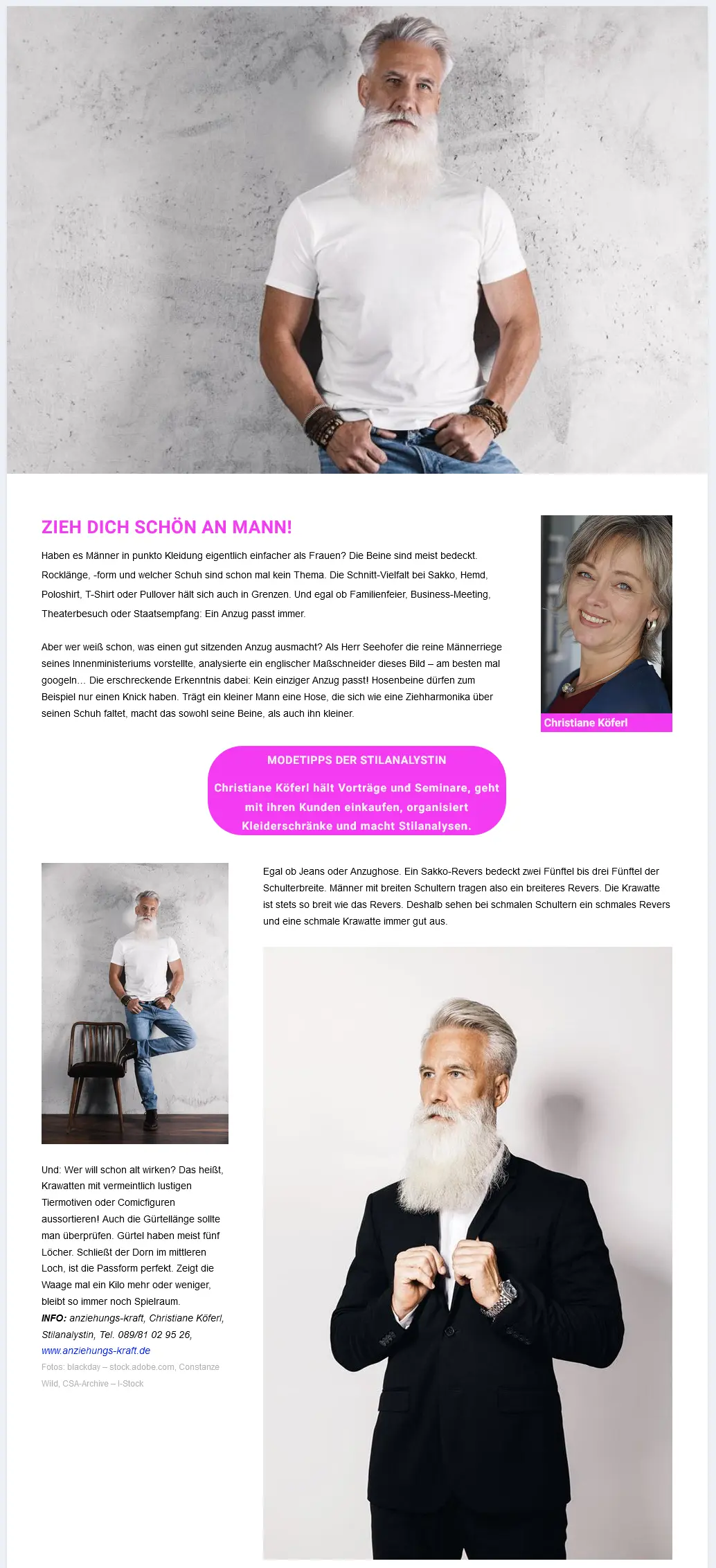 Screenshot Männermode Treffpunkt 55plus Onlinemagazin. Medien mit Älteren für Ältere.