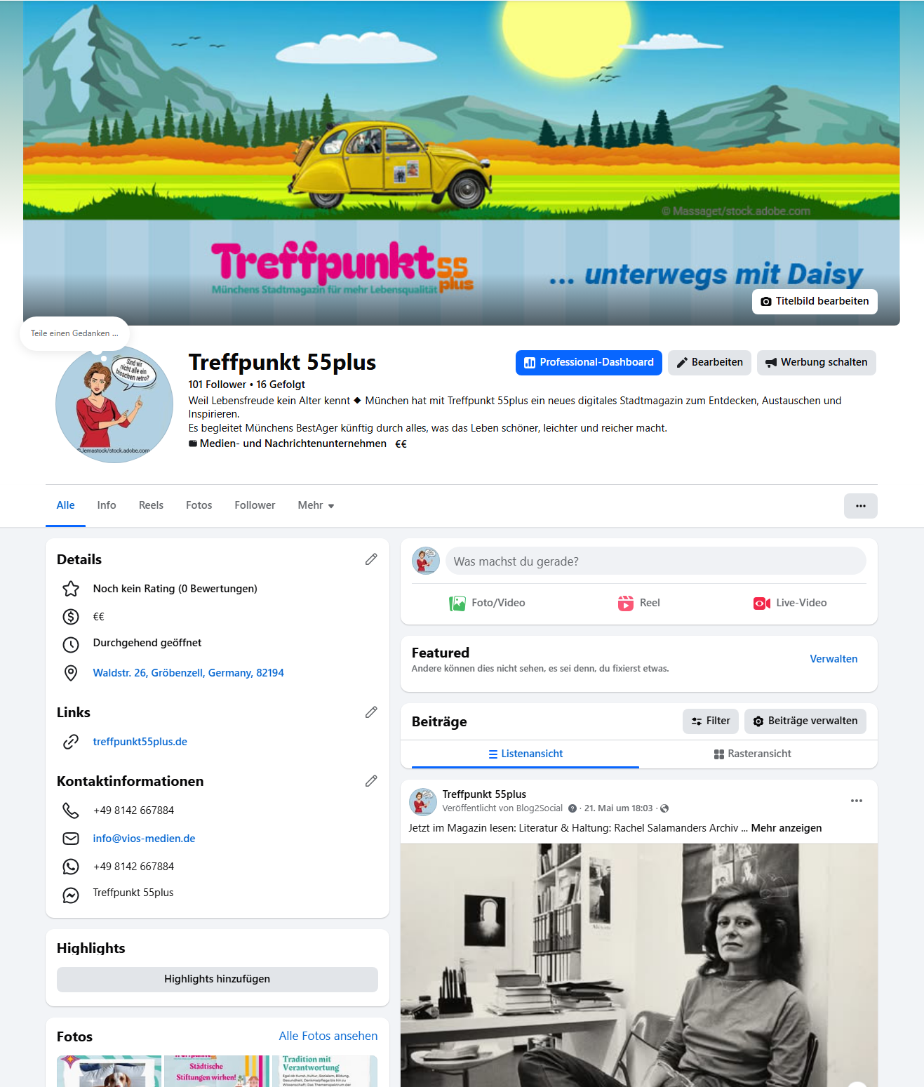 Screenshot Treffpunkt 55plus auf Facebook